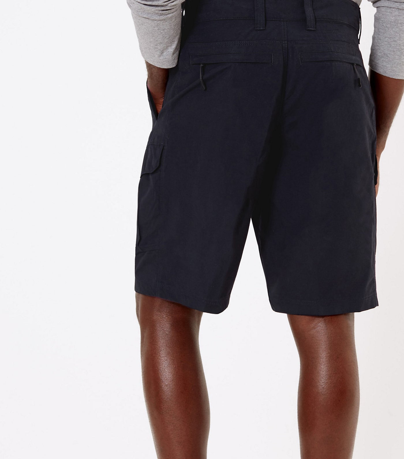 Regular Fit Cotton Rich Shorts with Stretch Navy