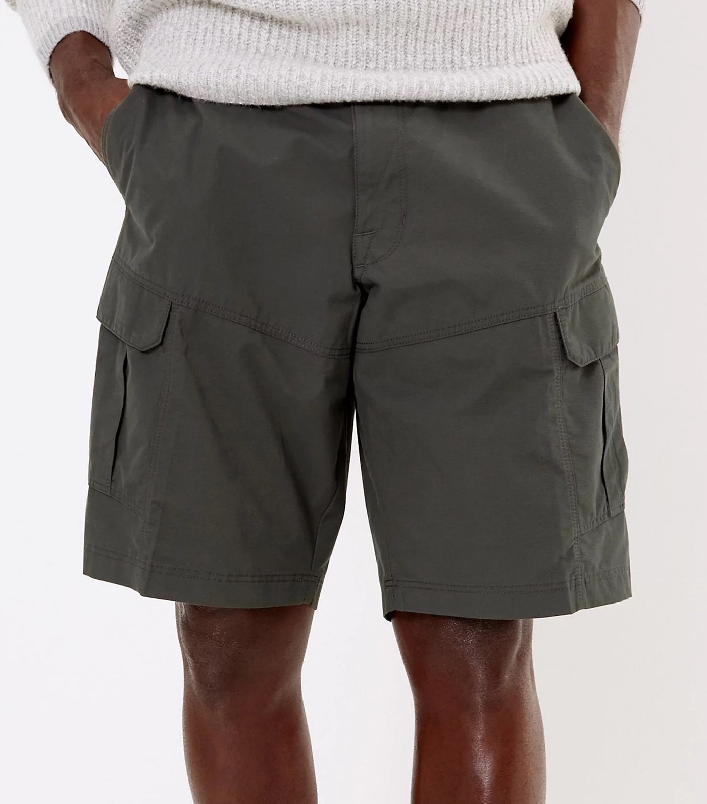 Regular Fit Cotton Rich Shorts with Stretch Olive