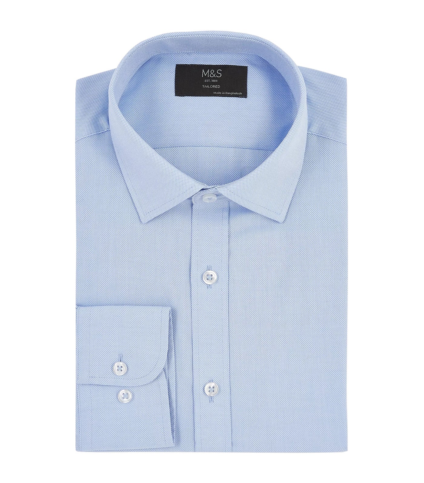 Tailored Fit Easy Iron Textured Shirt Sky Blue