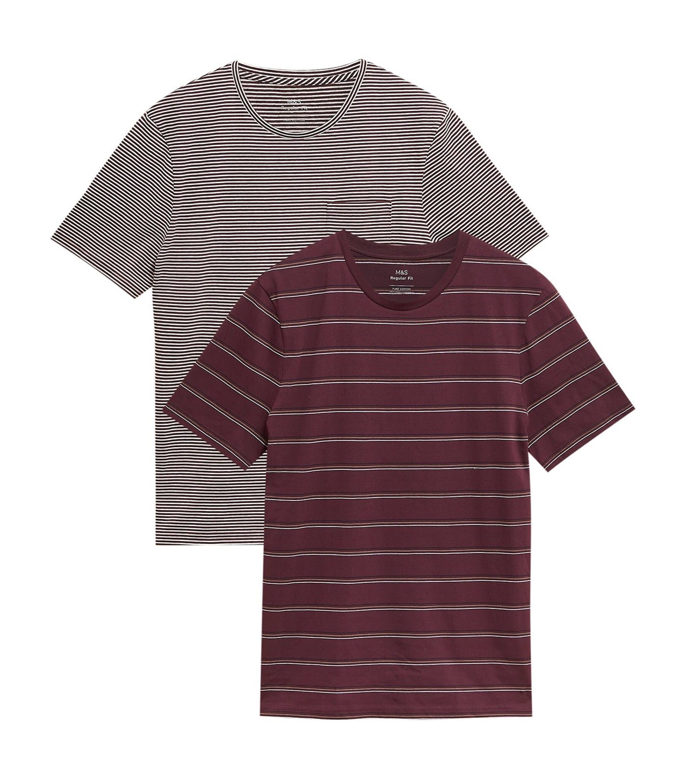 2 Pack Pure Cotton Striped T-Shirts Berry