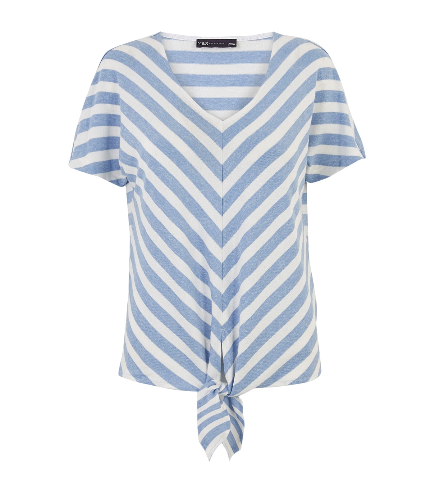 Luxe Touch Striped Tie Hem Top Blue