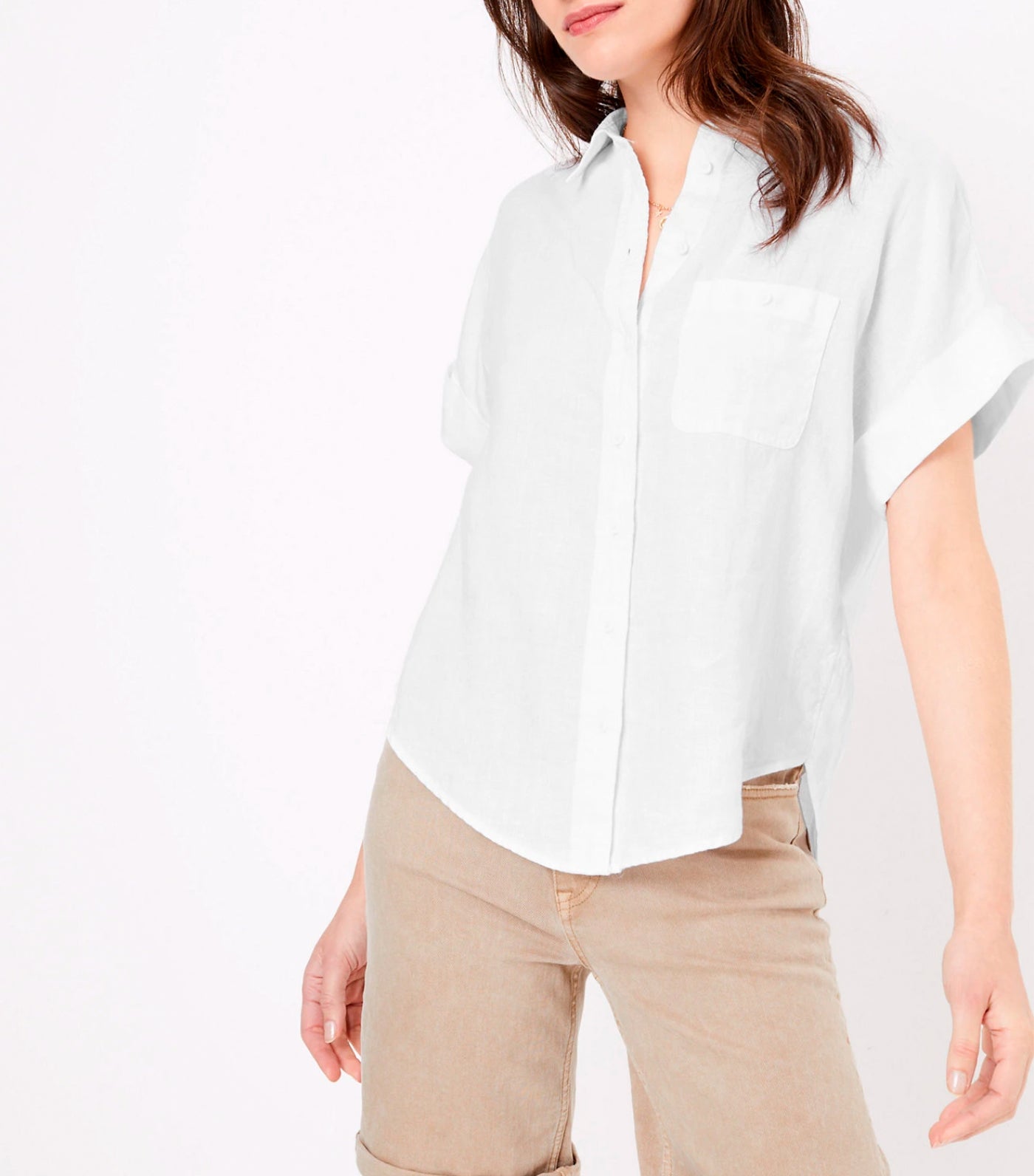 Pure Linen Short Sleeve Shirt White