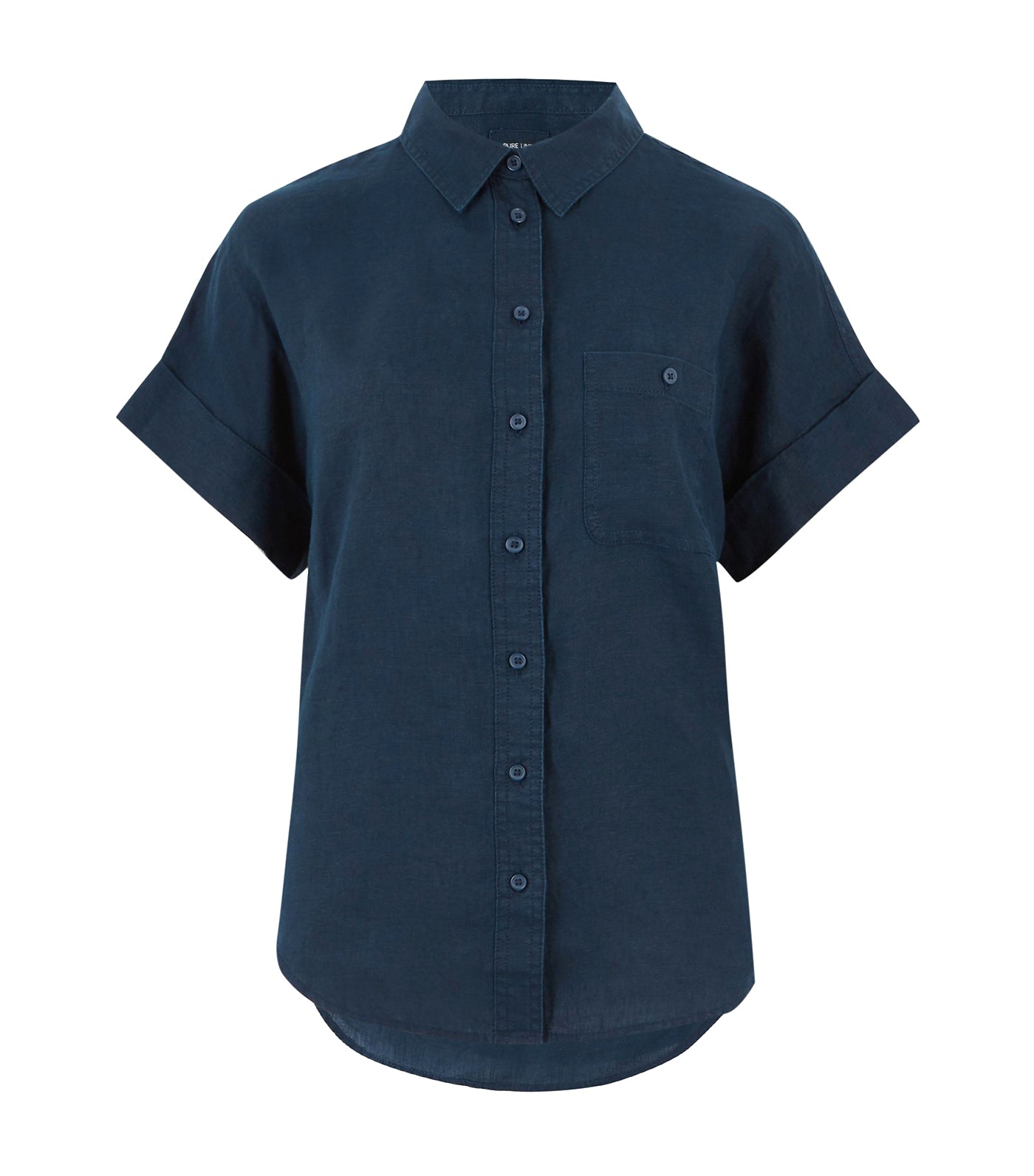 Pure Linen Short Sleeve Shirt Navy