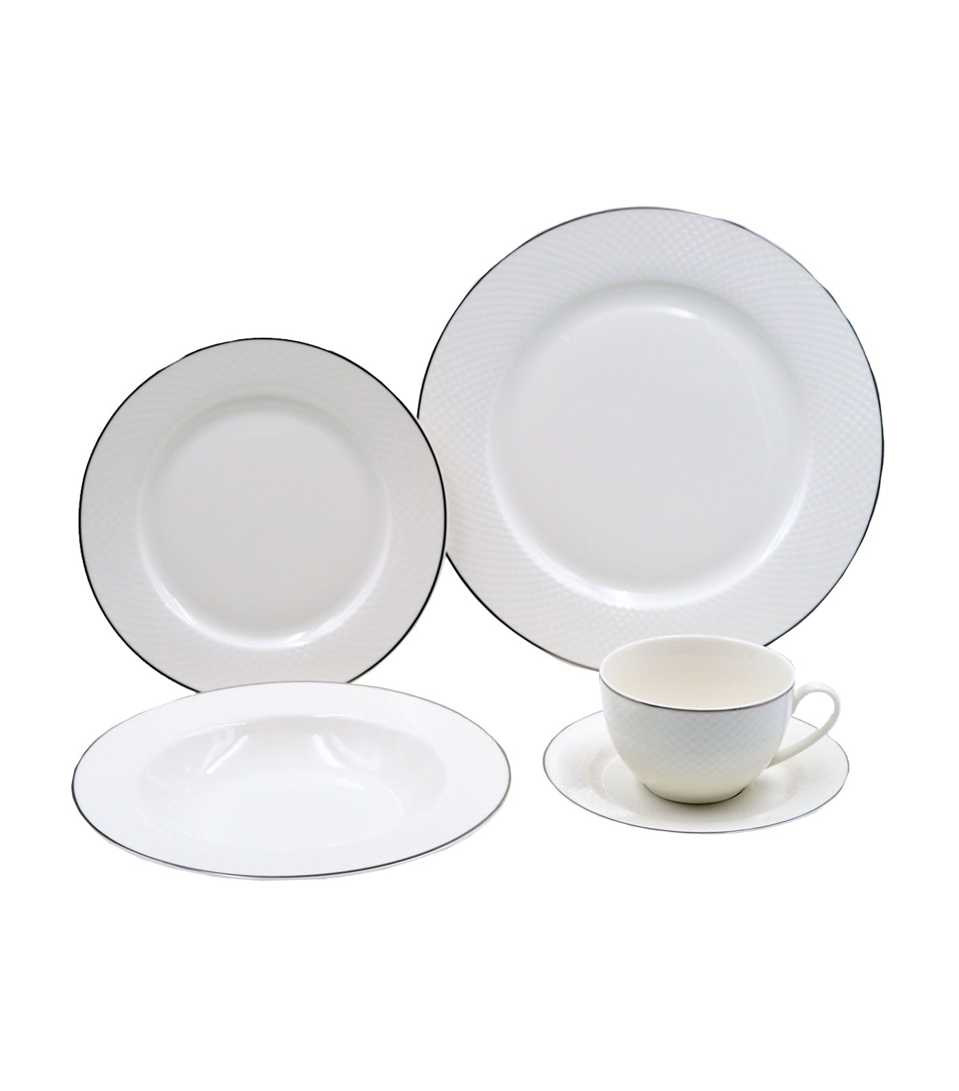 Multiple Choice 20-Piece New Bone Dinner Set - Platino Silver