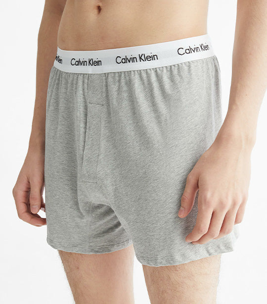 Cotton Stretch Traditional Boxers 2 Pack White/Gray Heather