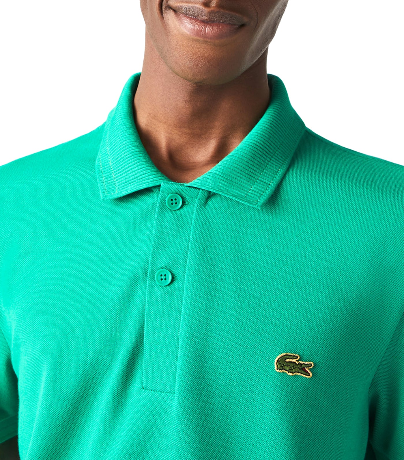 Men's Golf Golden Details Cotton Piqué Polo Fluorine Green