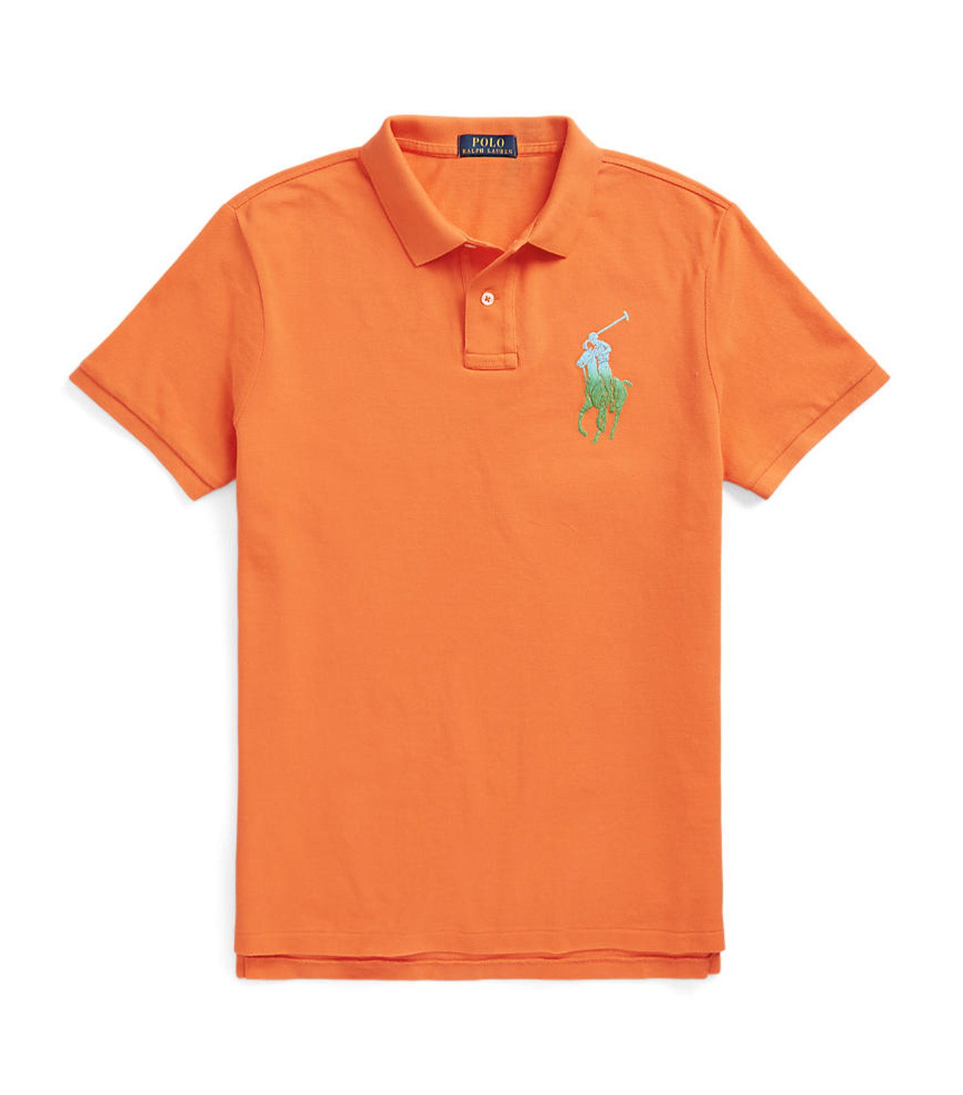 Men’s Custom Slim Fit Big Pony Mesh Polo Shirt Orange
