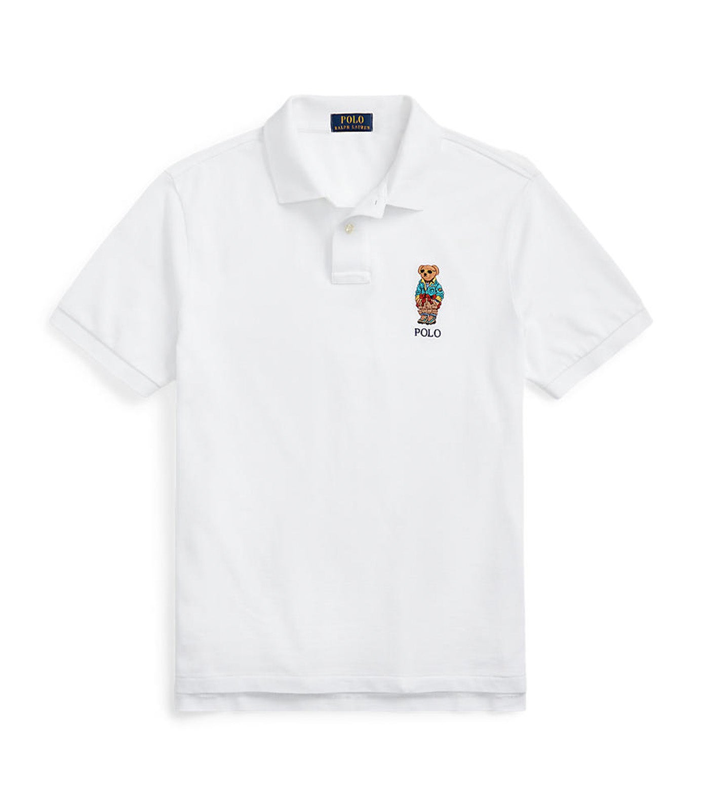 Men’s Custom Slim Fit Polo Bear Polo Shirt White