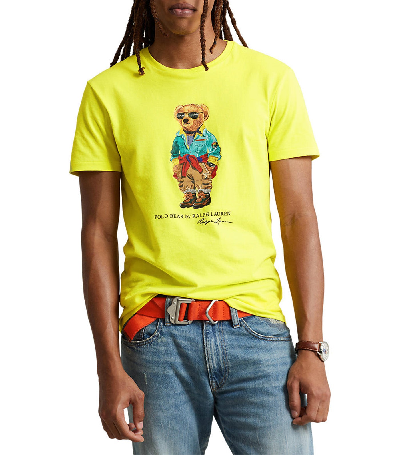 Men’s Custom Slim Fit Polo Bear Jersey T-Shirt Yellow