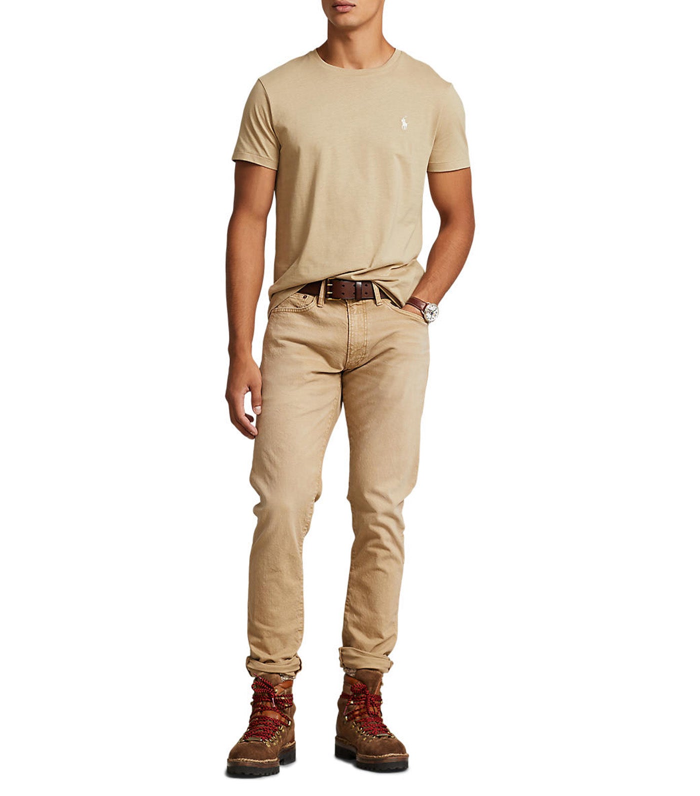Men’s Custom Slim Fit Jersey Crewneck T-Shirt Coastal Beige