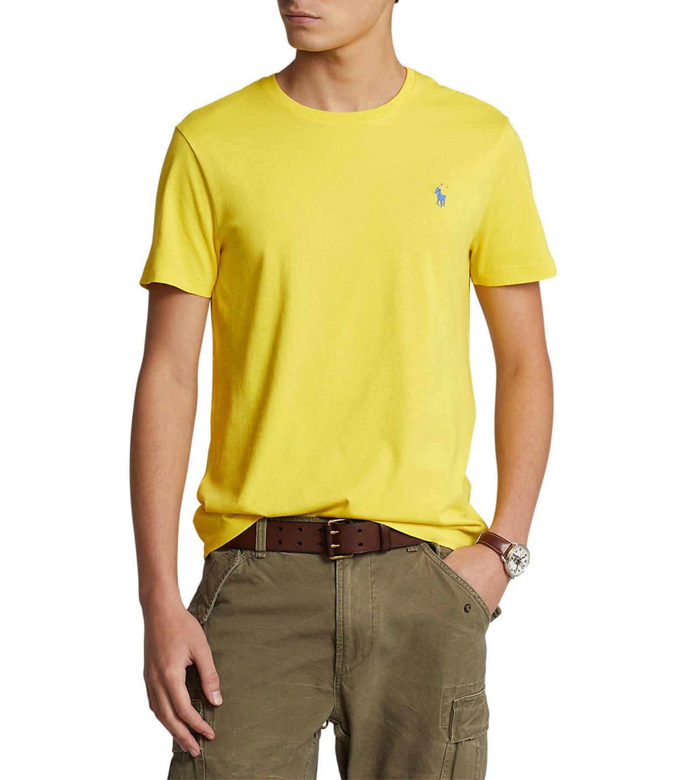 Men’s Custom Slim Fit Jersey Crewneck T-Shirt Lemon Crush