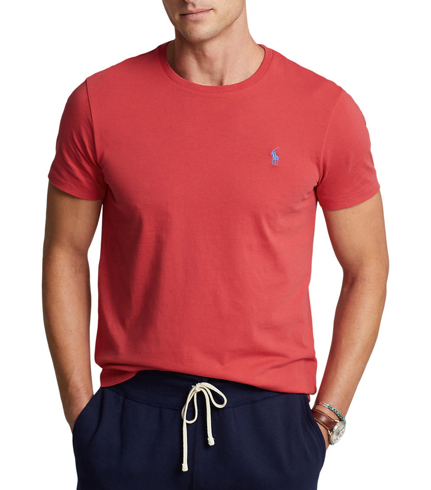 Men’s Custom Slim Fit Jersey Crewneck T-Shirt Starboard Red