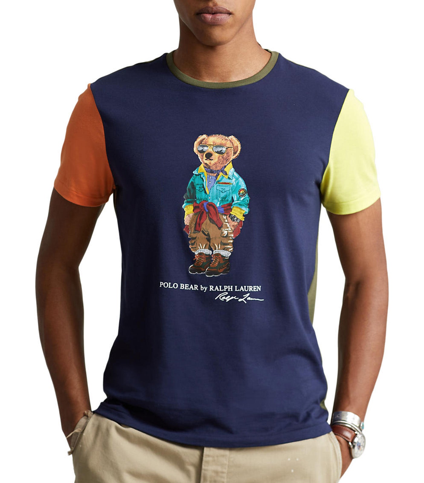 Men’s Custom Slim Fit Polo Bear T-Shirt Navy Multi
