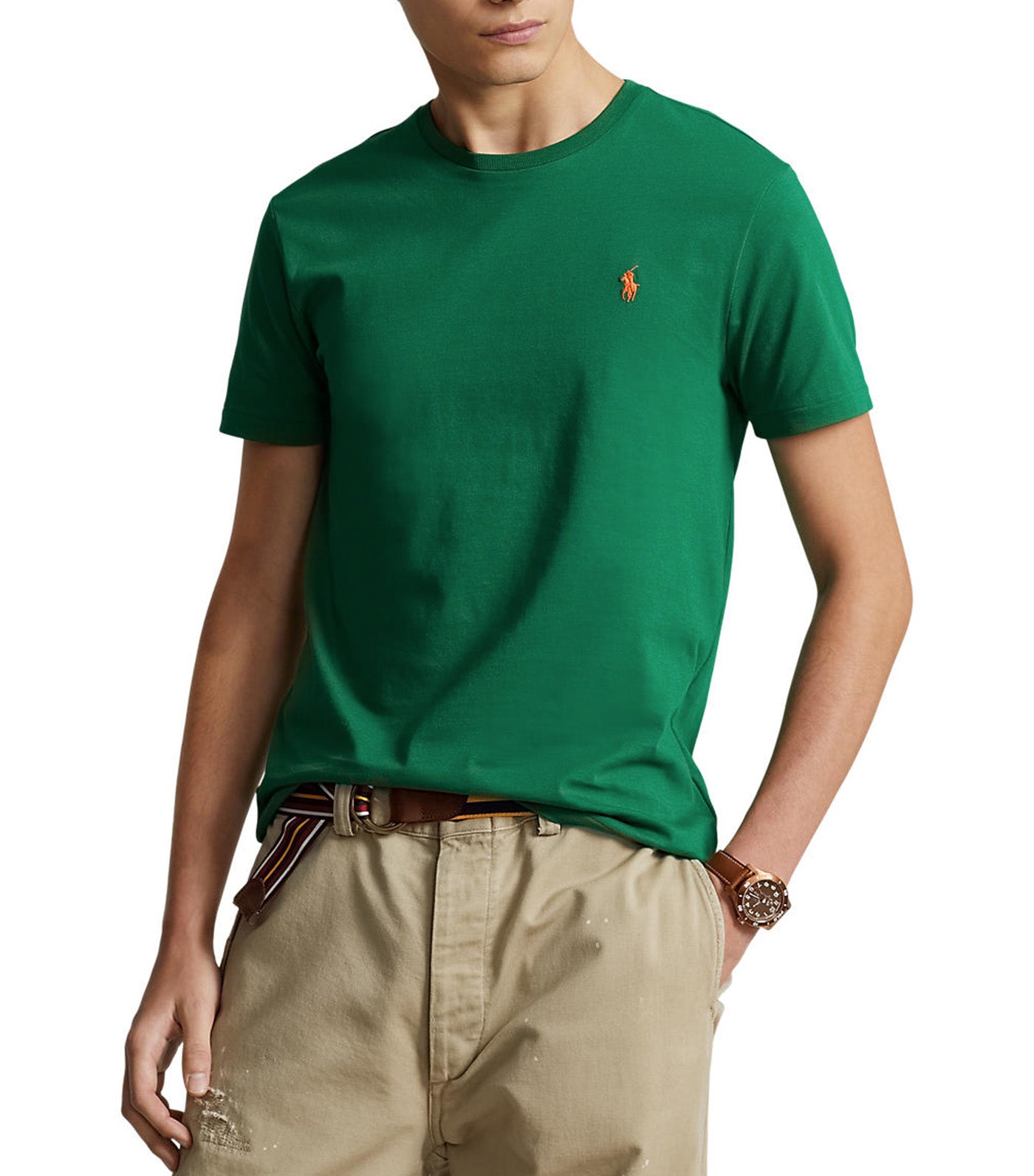 Men’s Custom Slim Fit Jersey Crewneck T-Shirt Primary Green