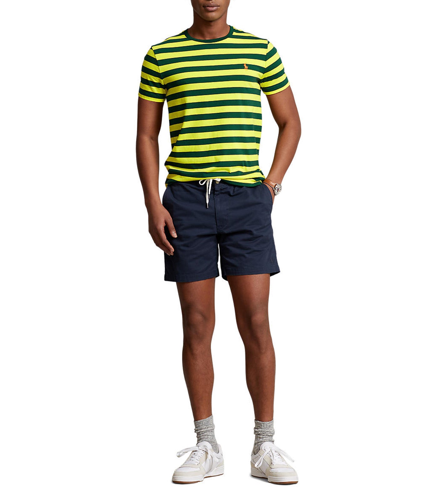 Men’s Classic Fit Striped Jersey T-Shirt Lemon Crush/New Forest