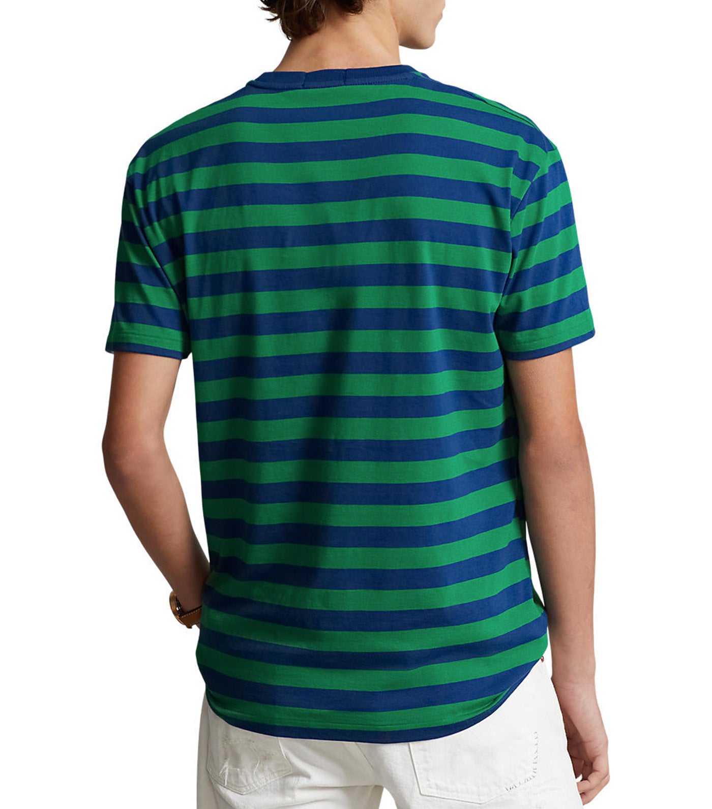Men’s Classic Fit Striped Jersey T-Shirt Green/Heritage Royal