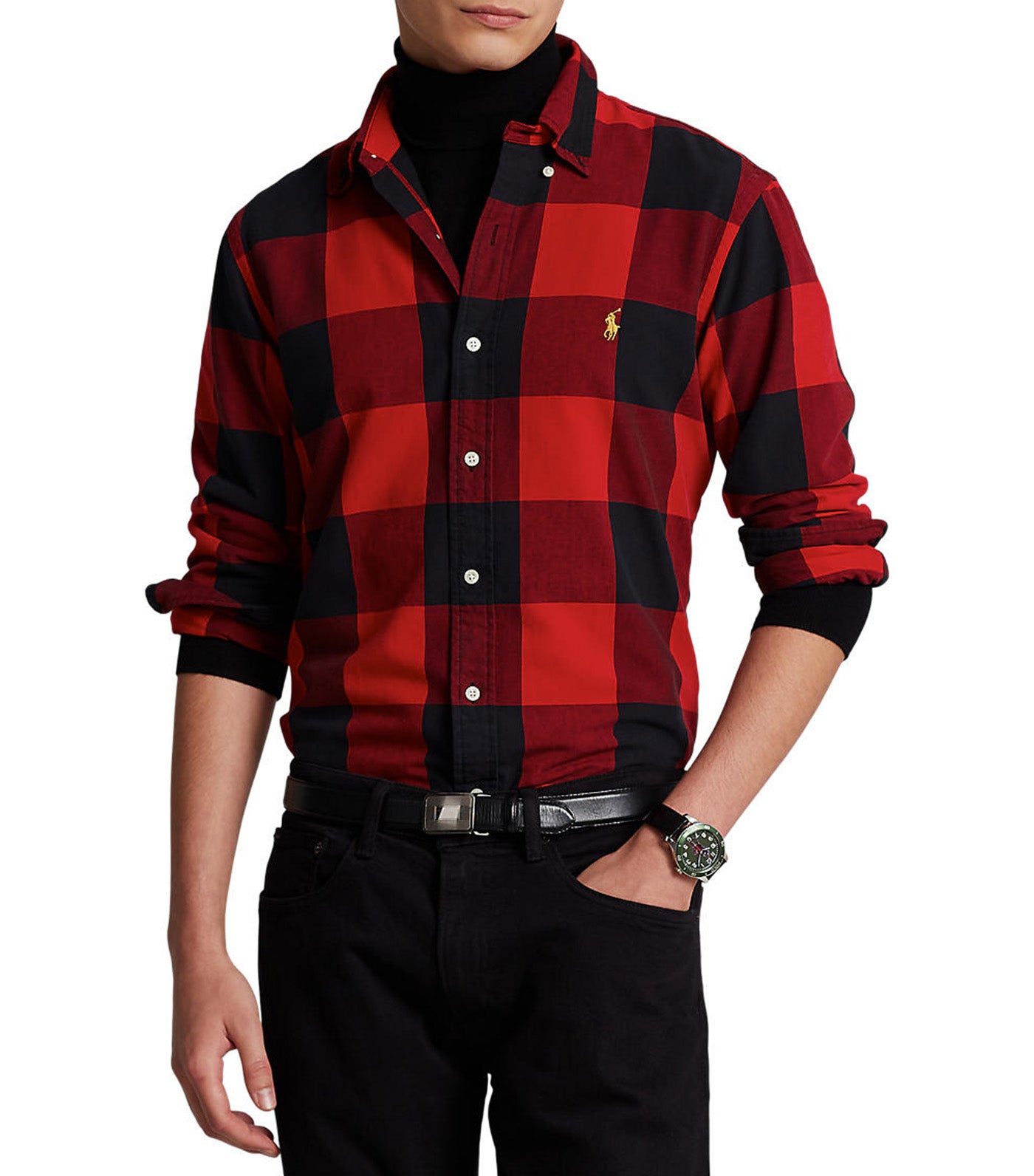 Men’s Classic Fit Oxford Shirt Red/Black