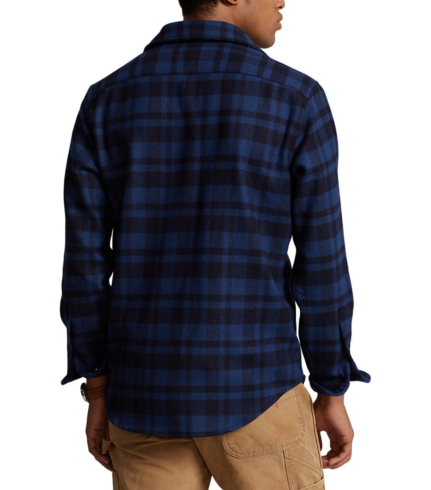 Men's Plaid Wool-Blend Overshirt Navy