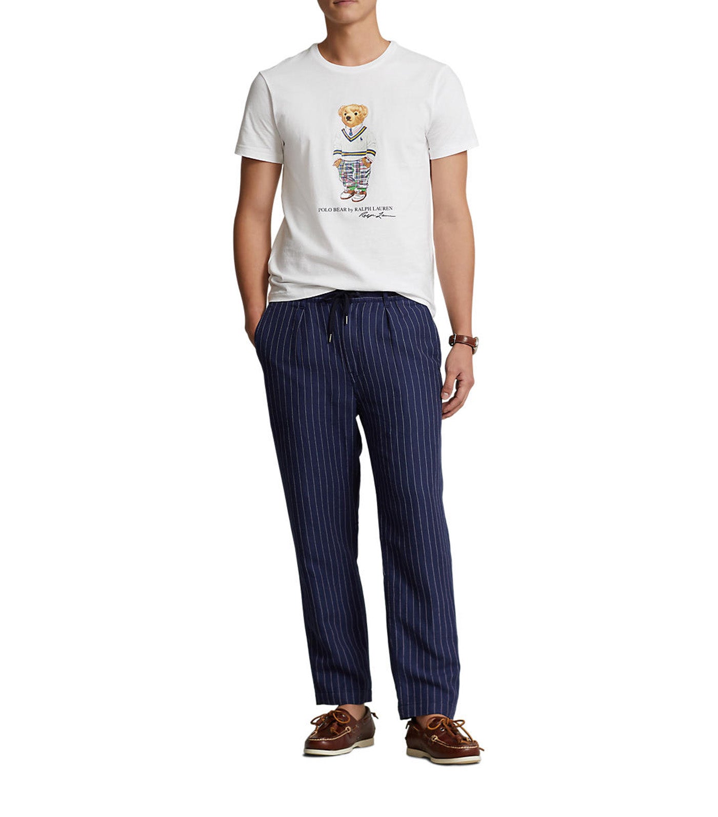 Men's Custom Slim Fit Polo Bear Jersey T-Shirt White