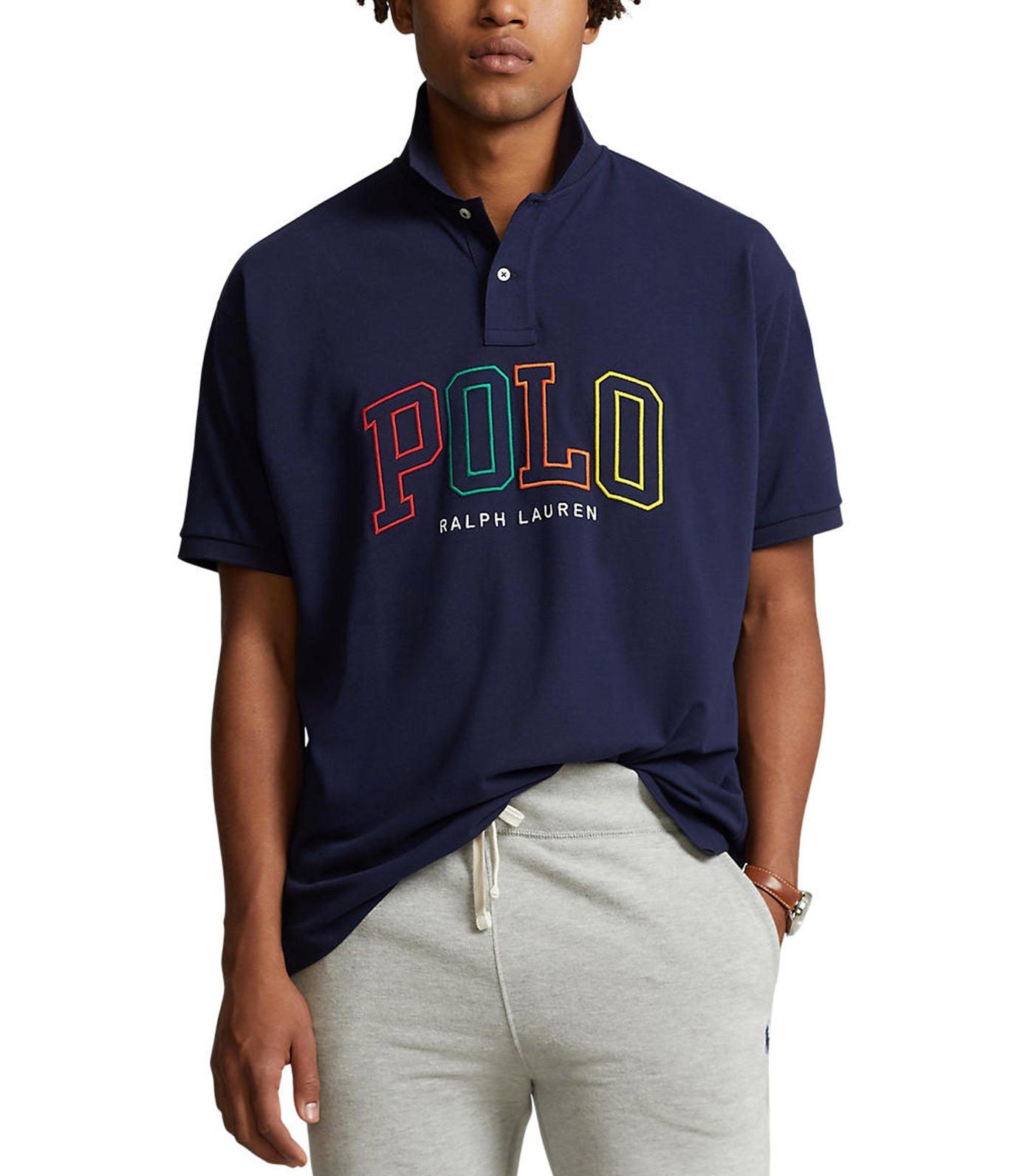 Men's Big Fit Mesh Polo Shirt Cruise Navy