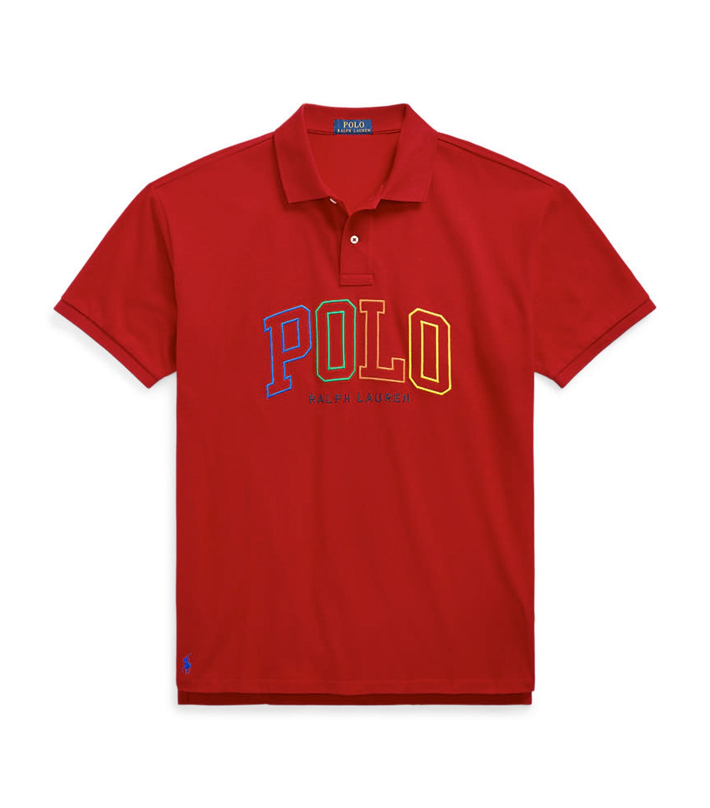 POLO RALPH LAUREN CLASSIC FIT FLAG-PRINT MESH POLO SHIRT, Red Men's Polo  Shirt