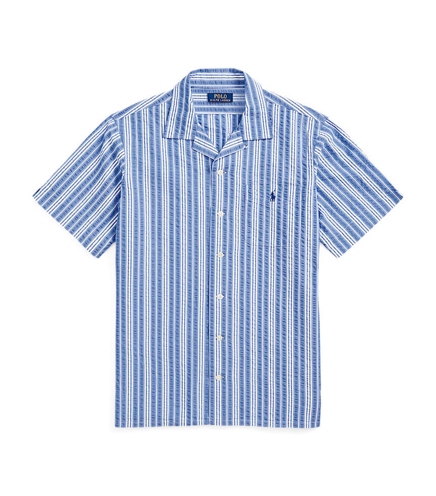 Men's Classic Fit Striped Seersucker Shirt Blue/White