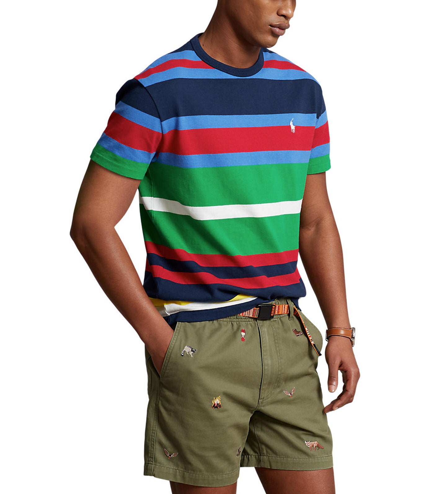 Men's Classic Fit Striped Jersey T-Shirt Newport Navy Multi