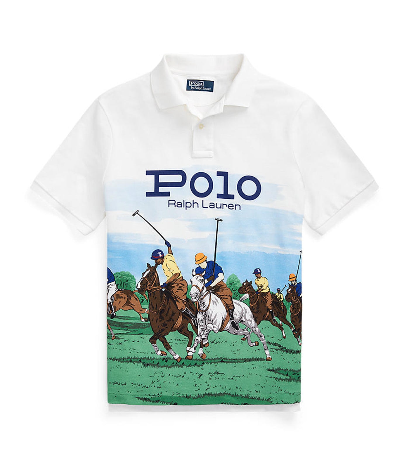 Men's Classic Fit Polo Match Polo Shirt Polo Club Scenic/White
