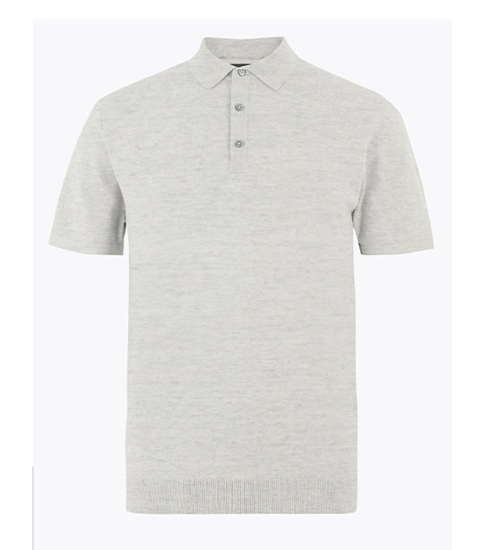 Cotton Knitted Polo Shirt White Mix