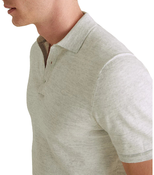 Cotton Knitted Polo Shirt White Mix