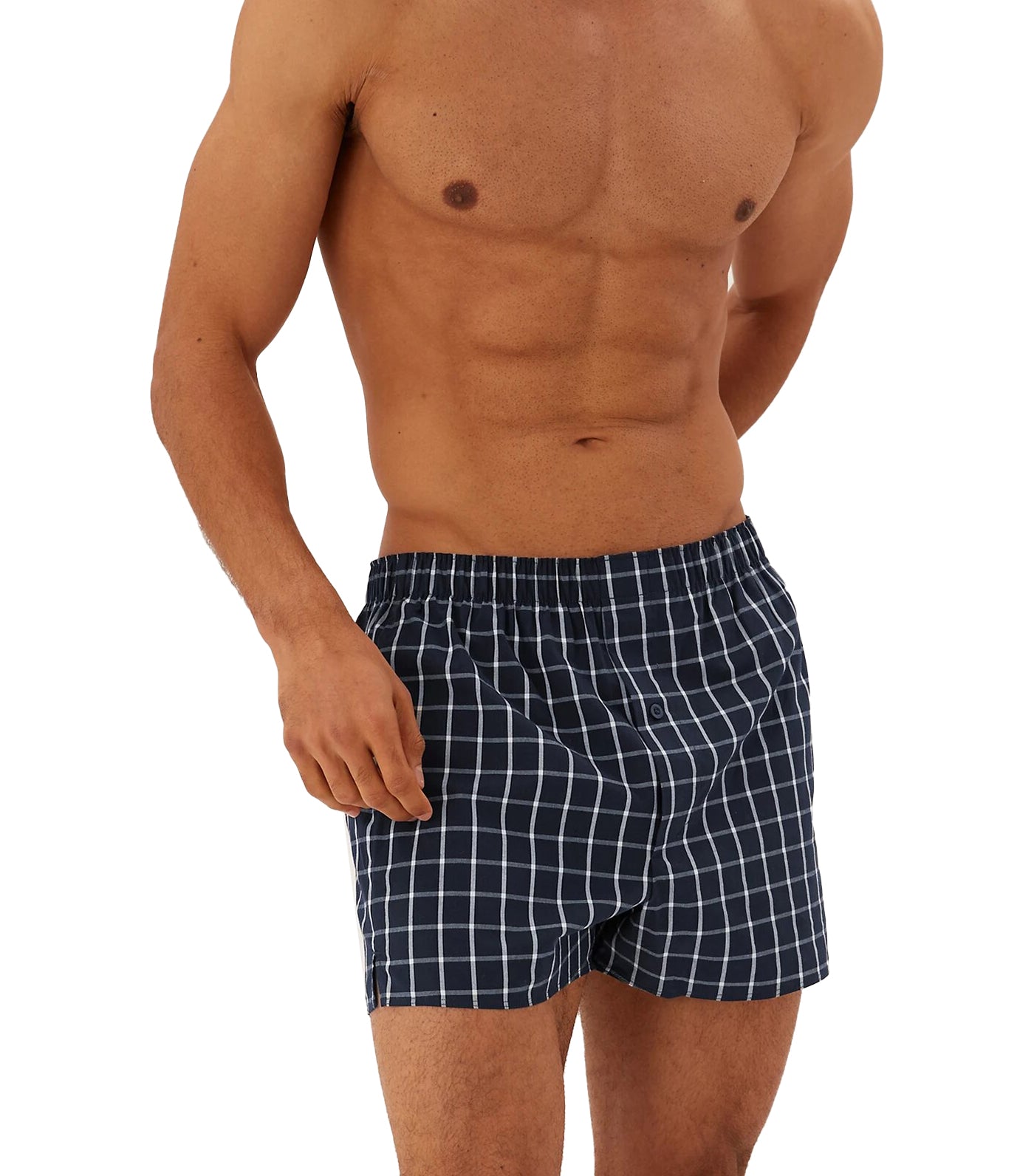 3 Pack Pure Cotton Printed Woven Boxers Dark Navy Mix
