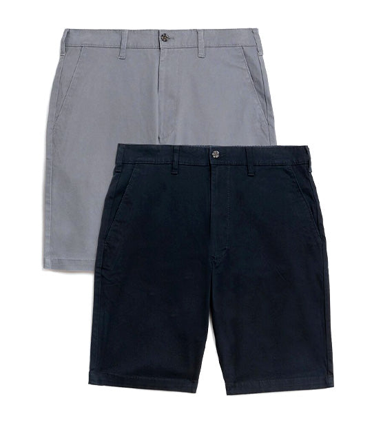 2 Pack Cotton Rich Stretch Chino Shorts Navy/Gray