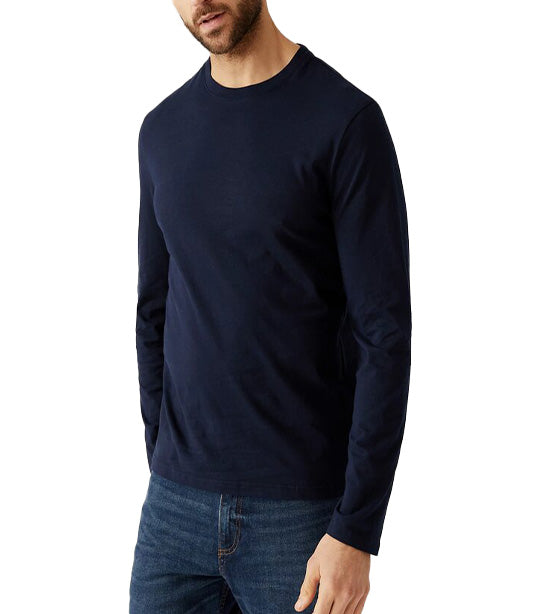 2 Pack Pure Cotton Long Sleeve T-Shirts Navy Mix