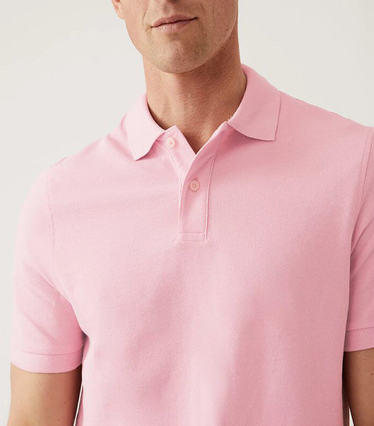 Pure Cotton Pique Polo Shirt Rose Pink