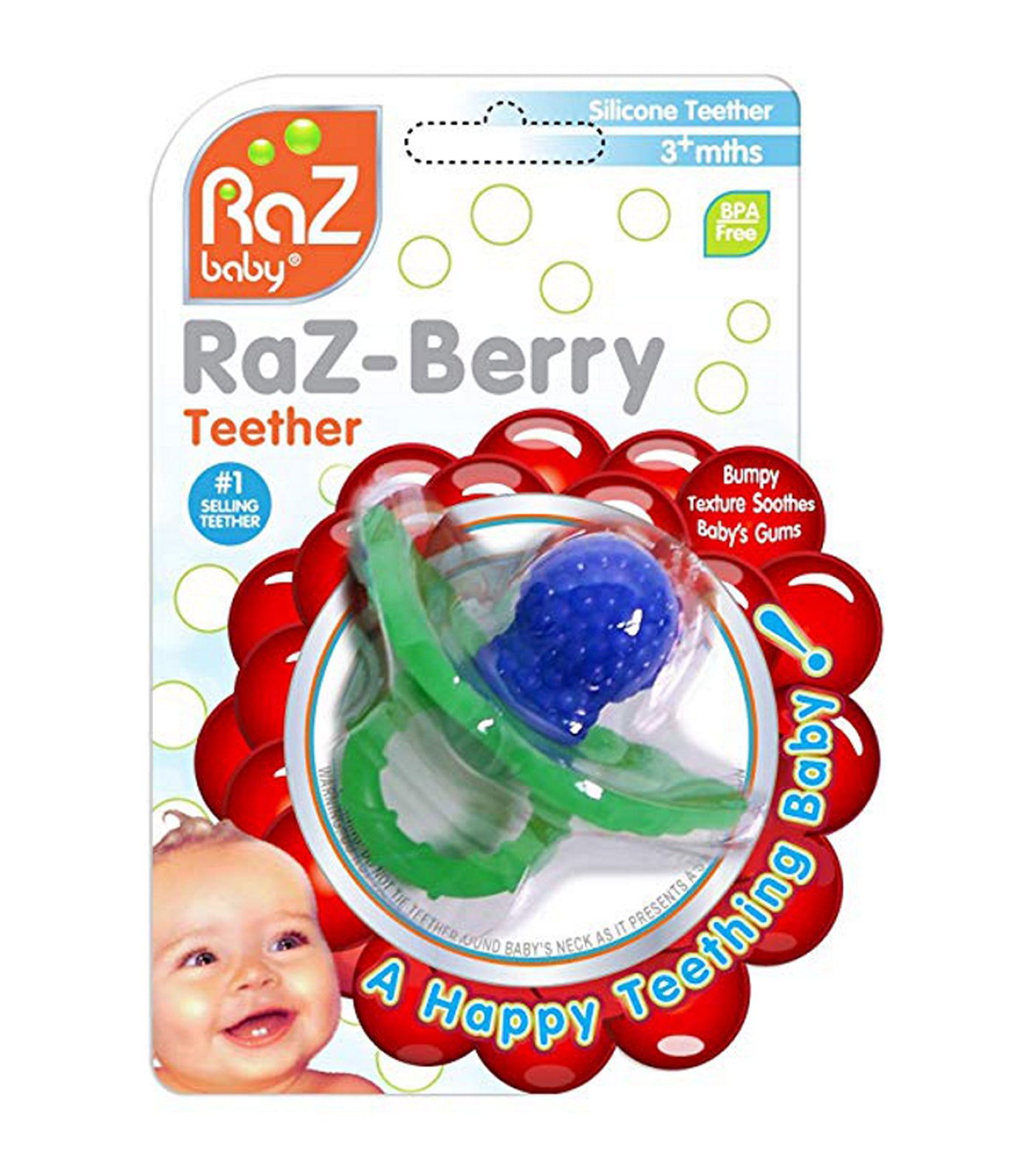 raz baby razberry blue teether