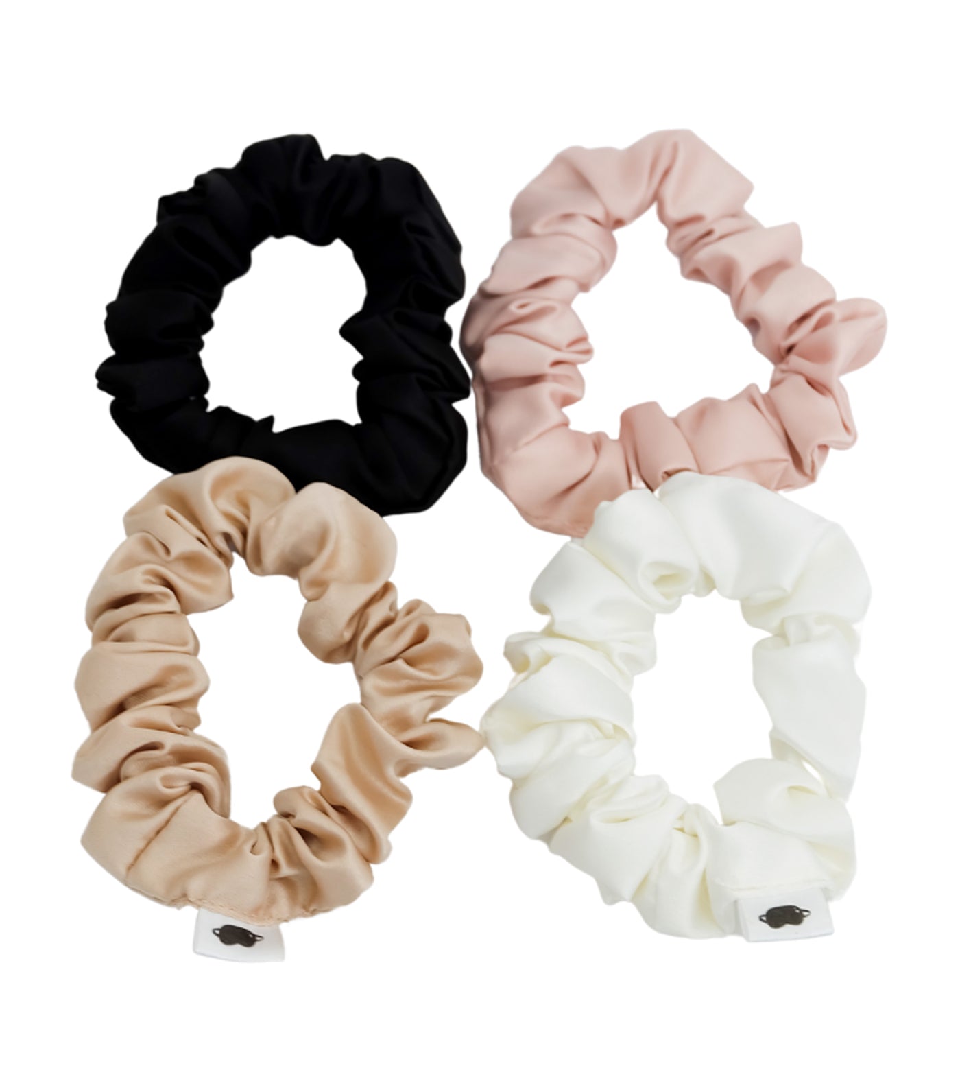 Petite Scrunchie Set Luxe Essentials Coal, Tulle, Golden Beige, Ivory