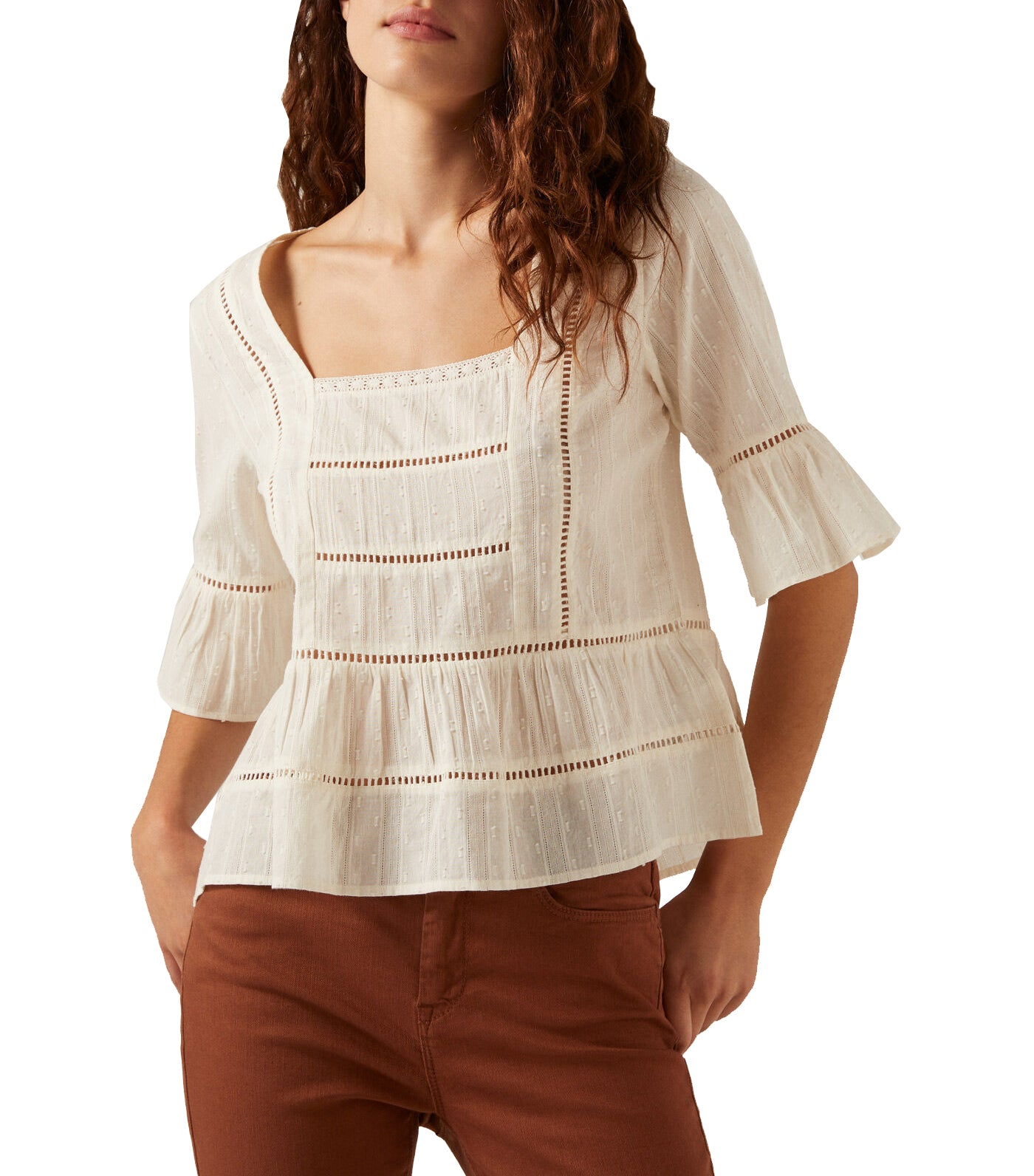 Embroidered Blouse Beige