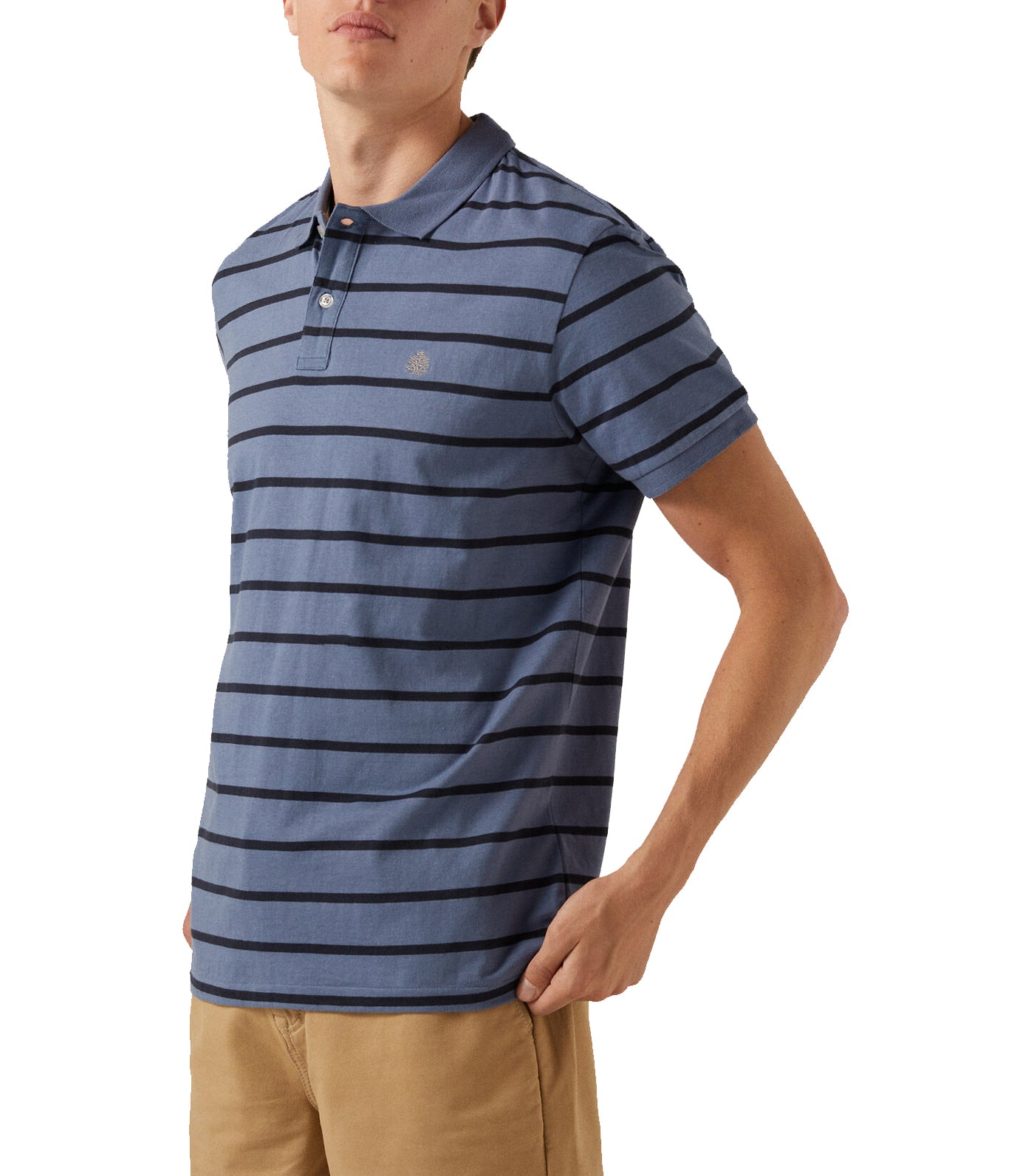 Striped Polo Shirt Medium Blue