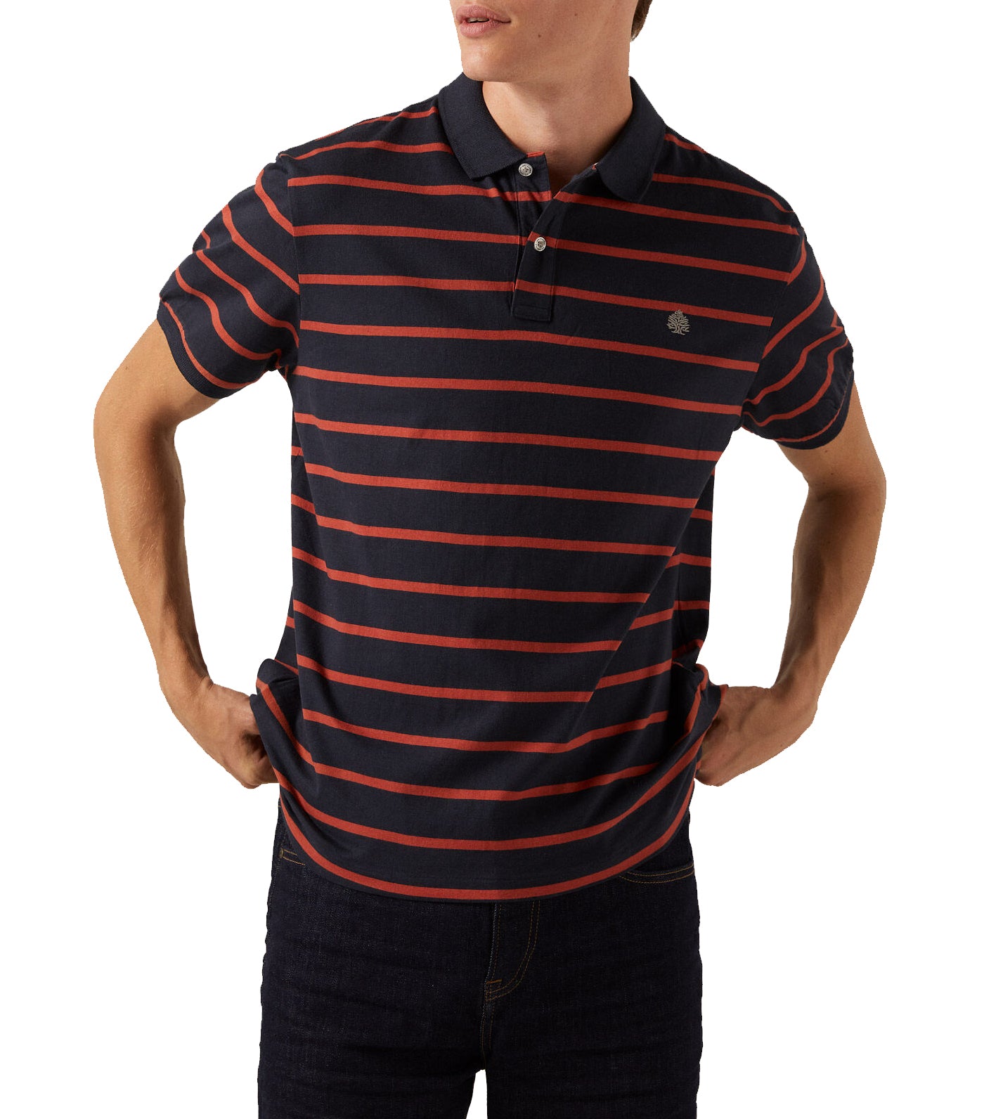 Striped Polo Shirt Dark Blue