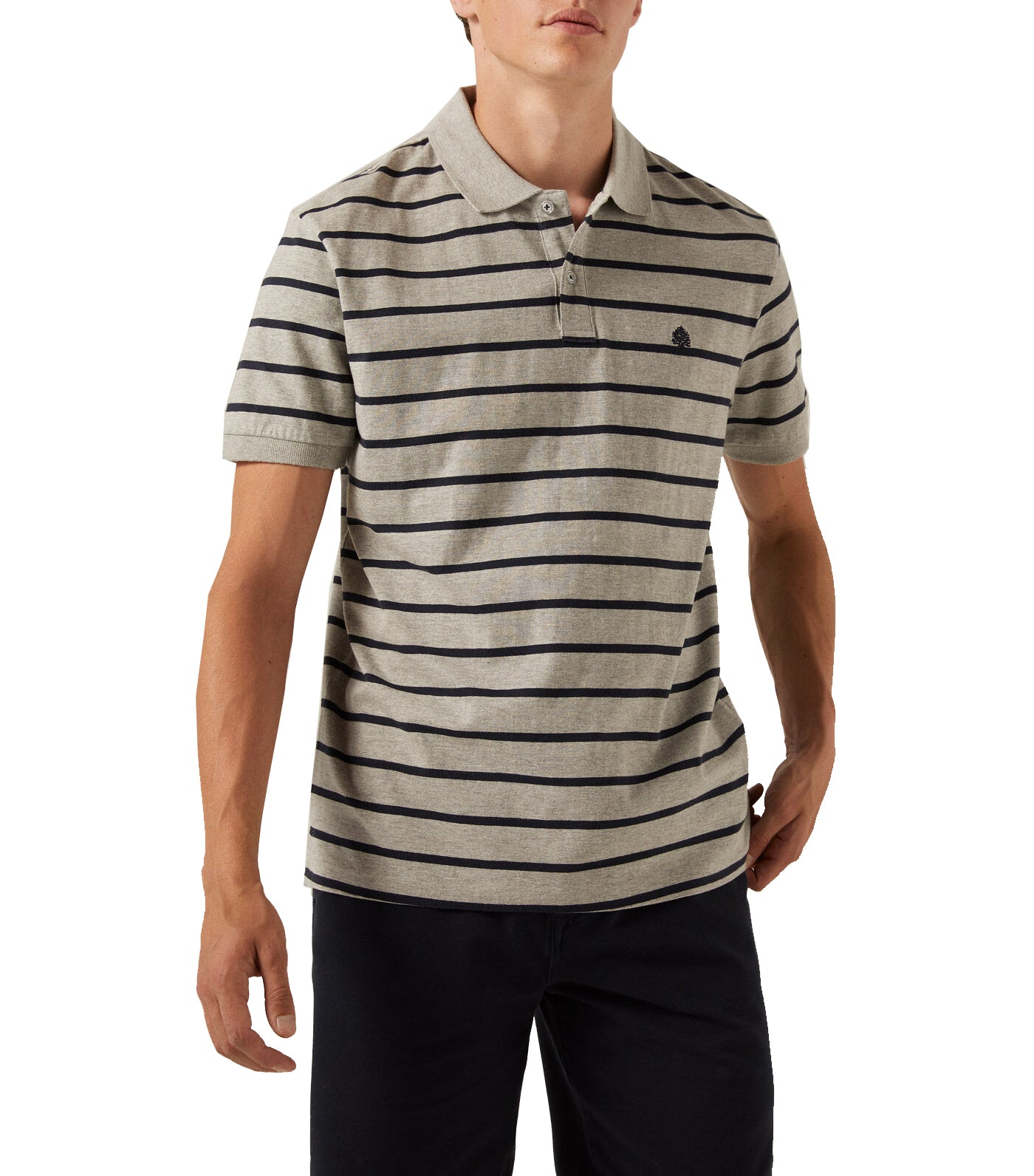 Striped Polo Shirt Medium Gray