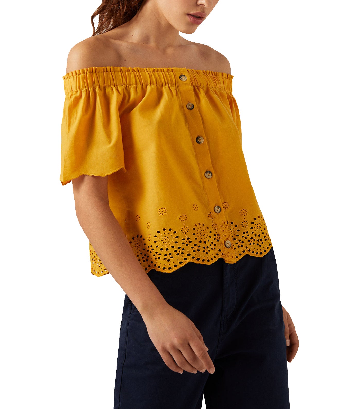 Swiss Embroidery Blouse Yellow