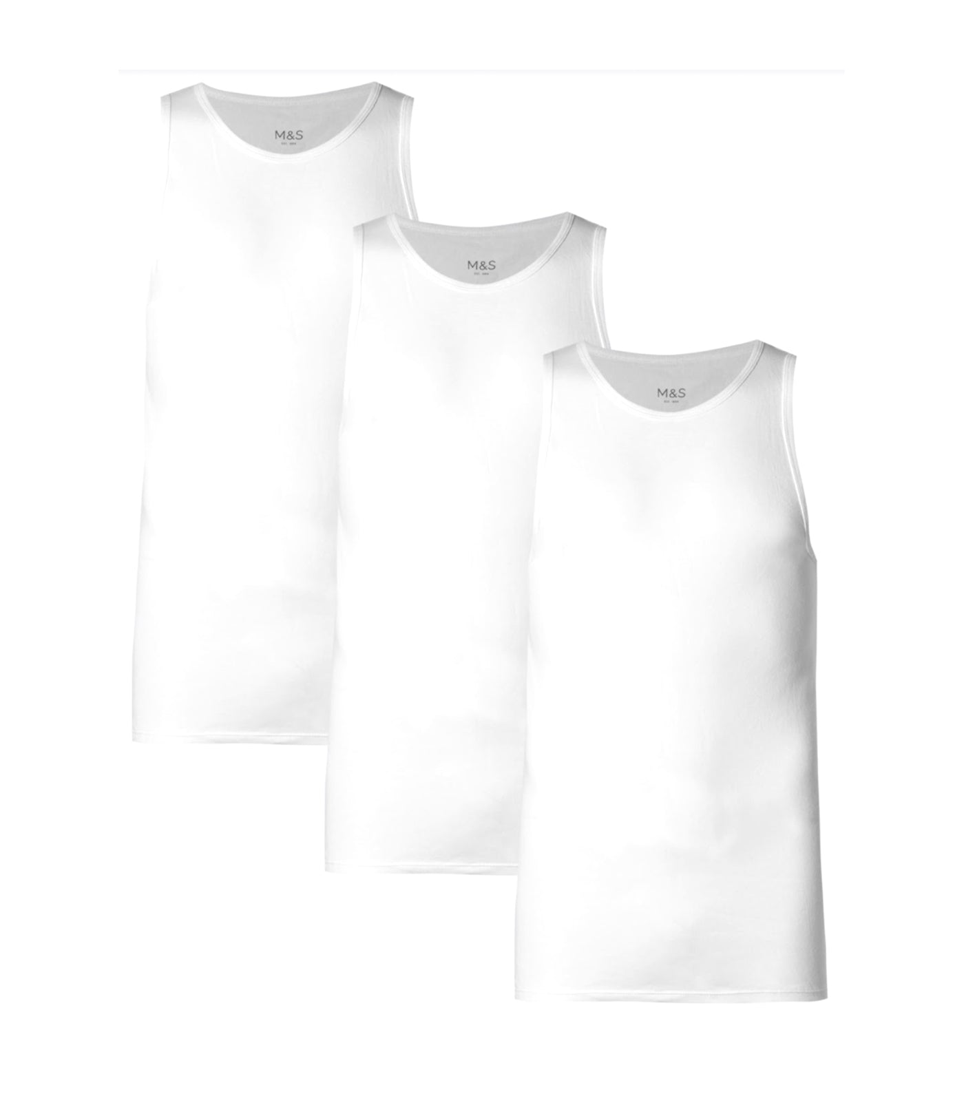 3 Pack Pure Cotton Sleeveless Vests White