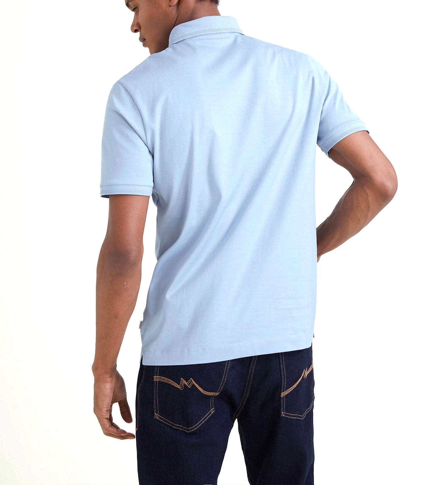 Slim Fit Premium Cotton Polo Shirt Light Blue