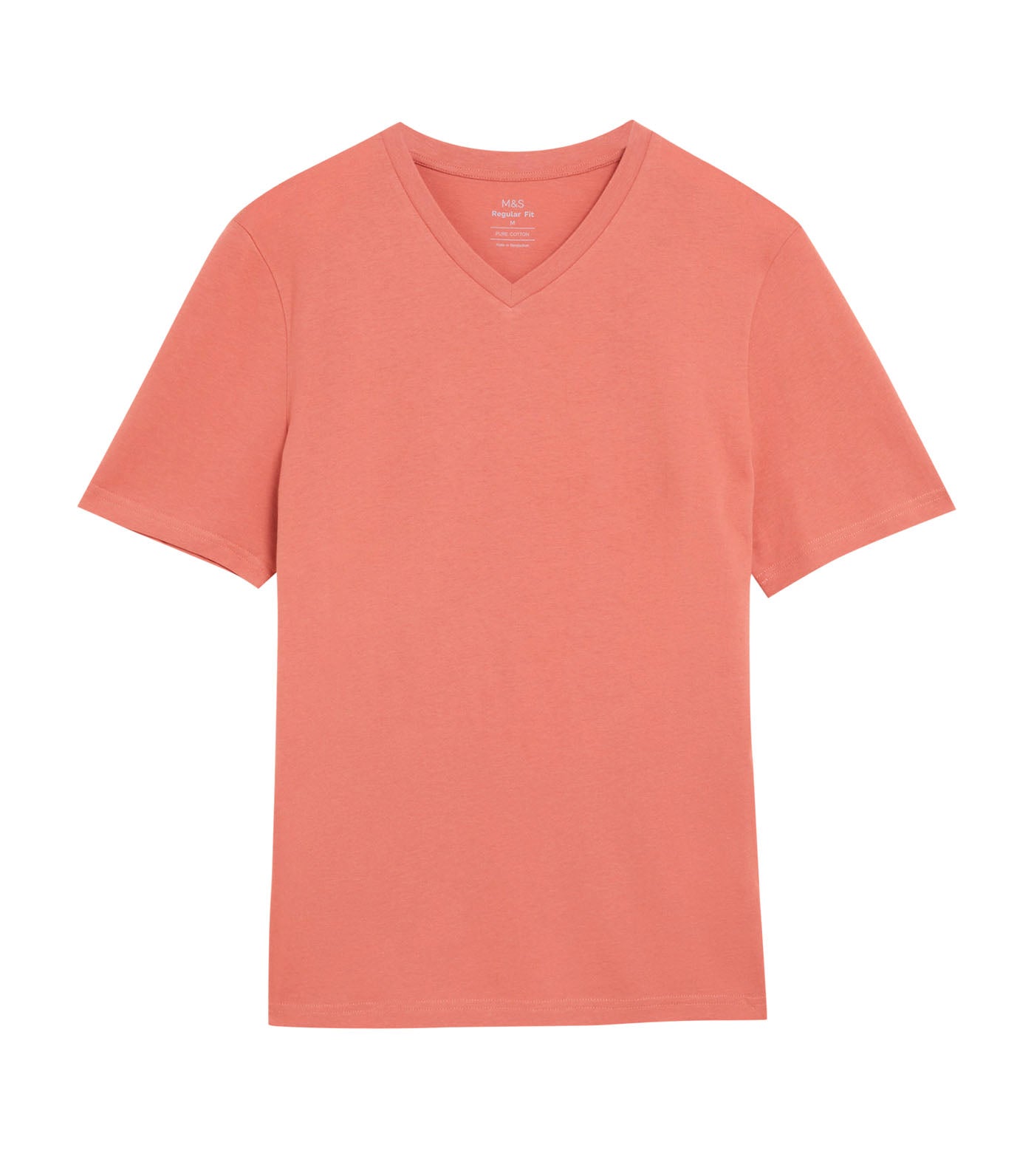 Pure Cotton V-Neck T-Shirt Orange
