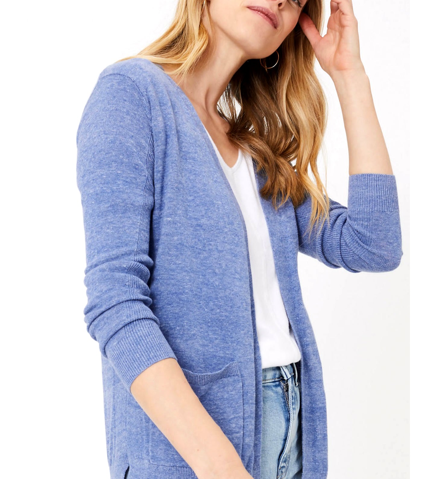 Pure Cotton Relaxed Cardigan Denim
