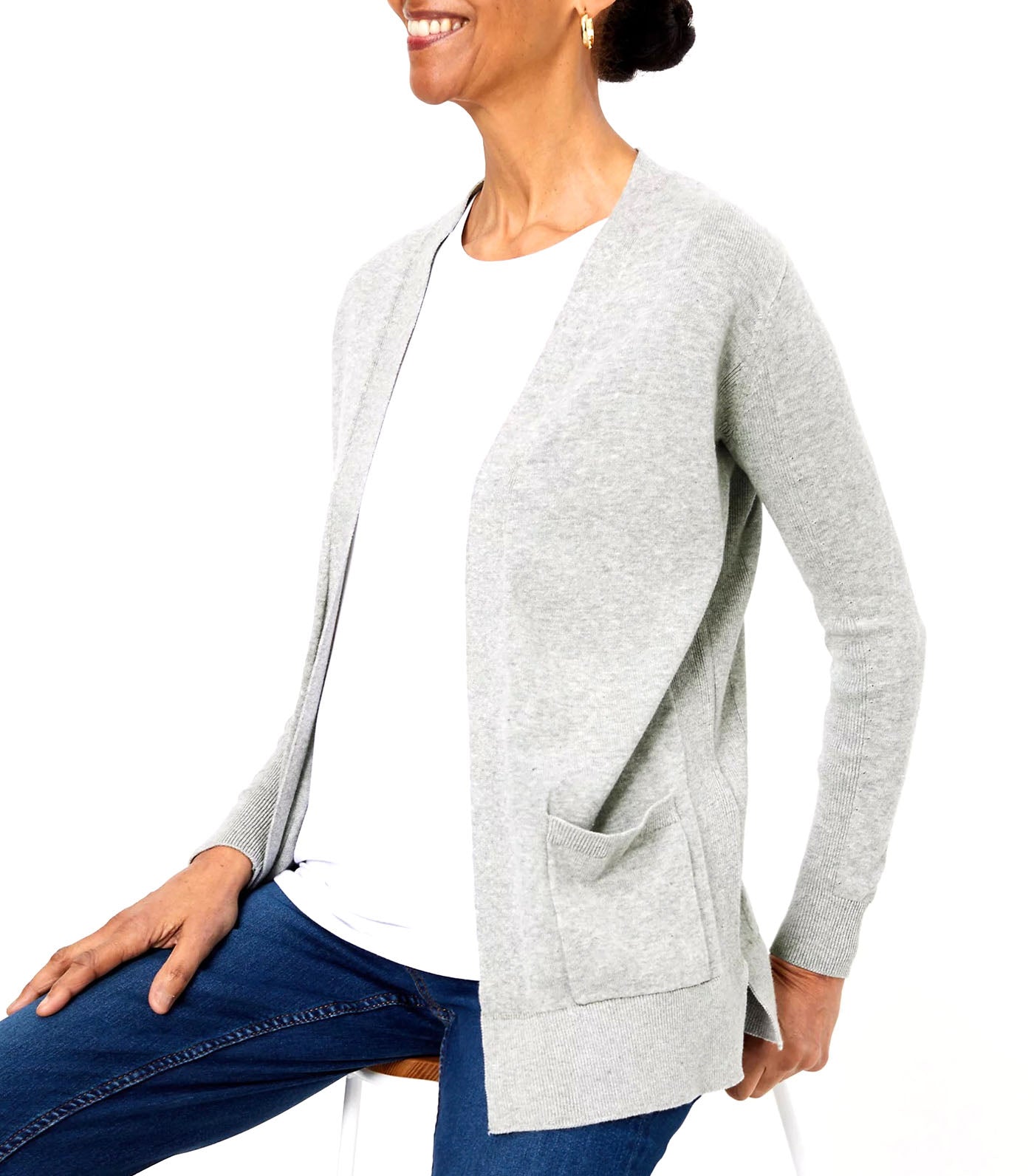 Pure Cotton Relaxed Cardigan Gray