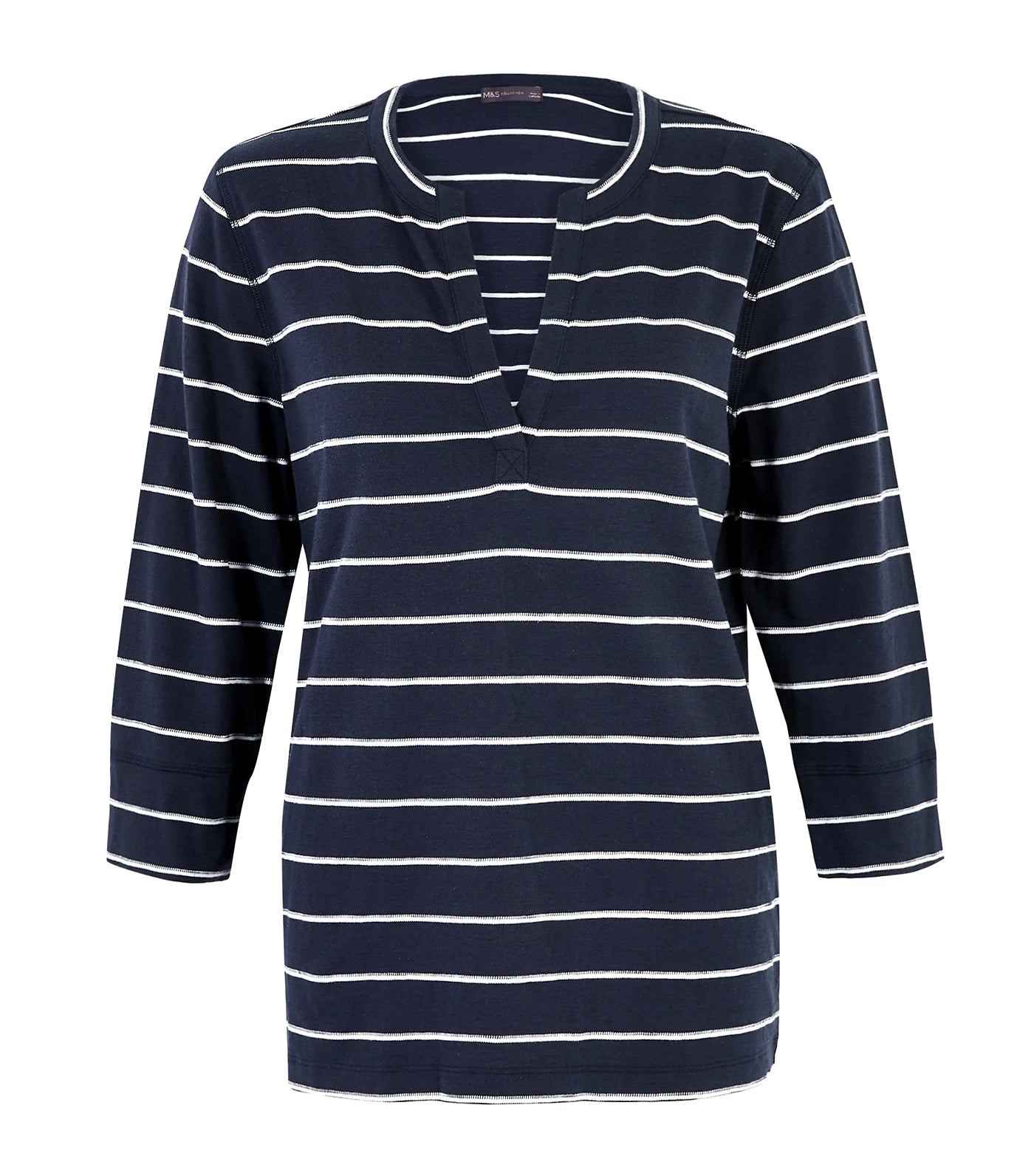 Pure Cotton Striped Long Sleeve Top Navy Mix