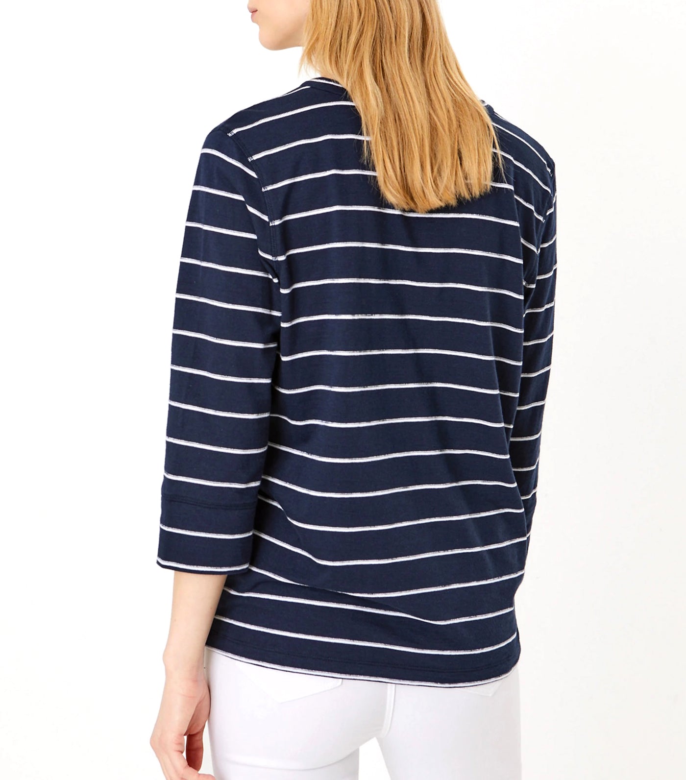 Pure Cotton Striped Long Sleeve Top Navy Mix