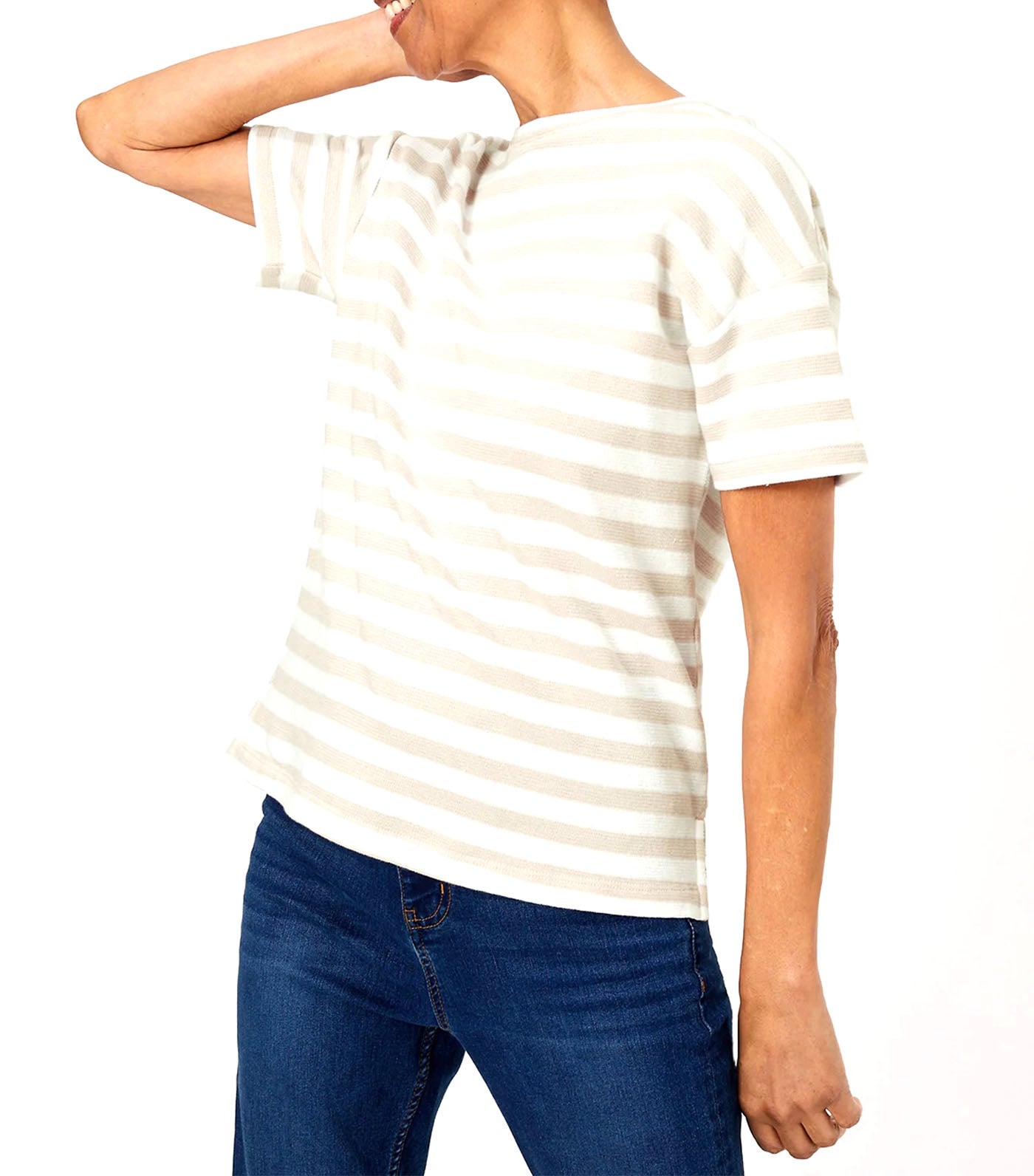 Pure Cotton Striped Straight Fit Top Neutral