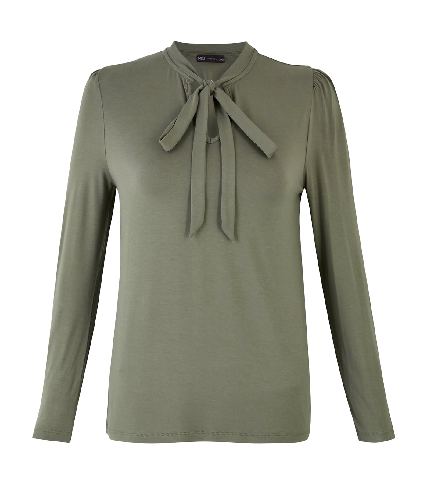 Pussybow High Neck Long Sleeve Top Green